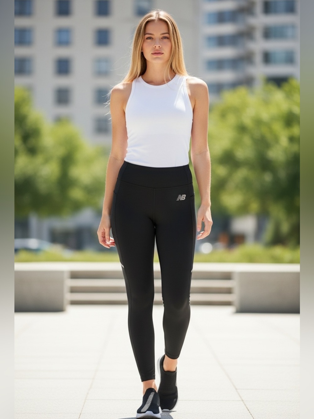 New Balance Workout Leggings with Zippers Black Sz XS